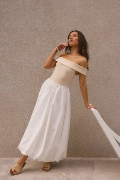 Cocktail Dresses|Summer Dresses>Hello Molly Sophisticated Nights Bubble Hem Maxi Dress White