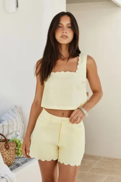 Two-Piece Shorts Set>Hello Molly Sorrento Set Lemon