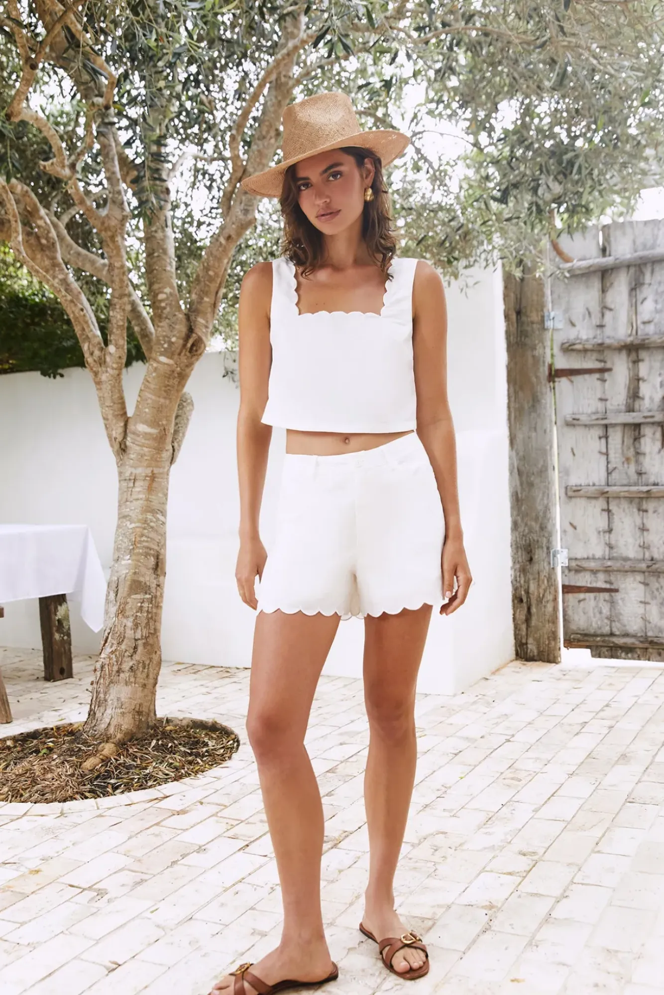 Two-Piece Shorts Set>Hello Molly Sorrento Set White