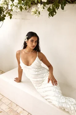 Cocktail Dresses|Brunch Dresses>Hello Molly Sound Of Angels Maxi Dress White