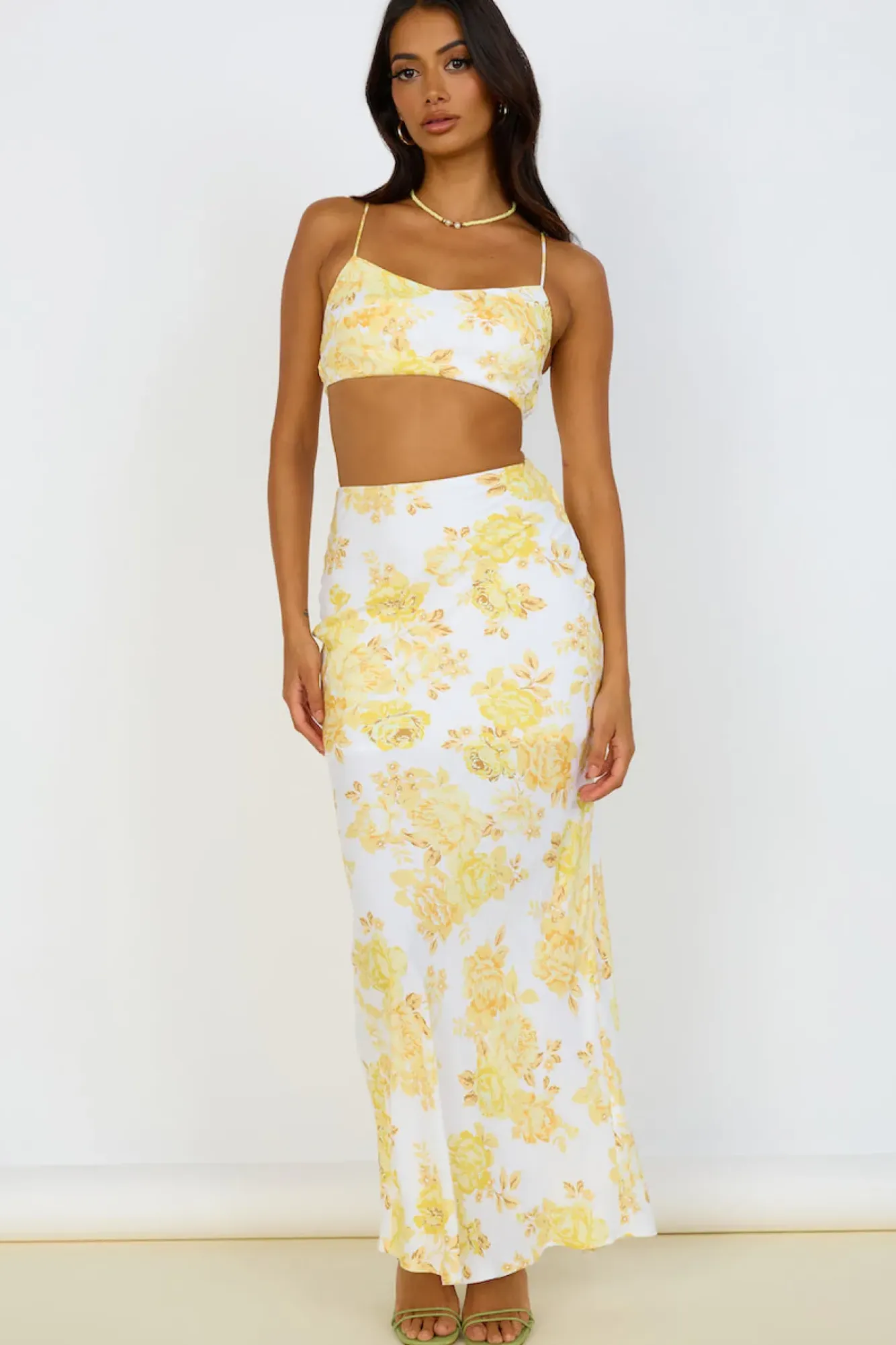 Cropped|Skirt And Top Sets>Hello Molly Speak Now Set Yellow