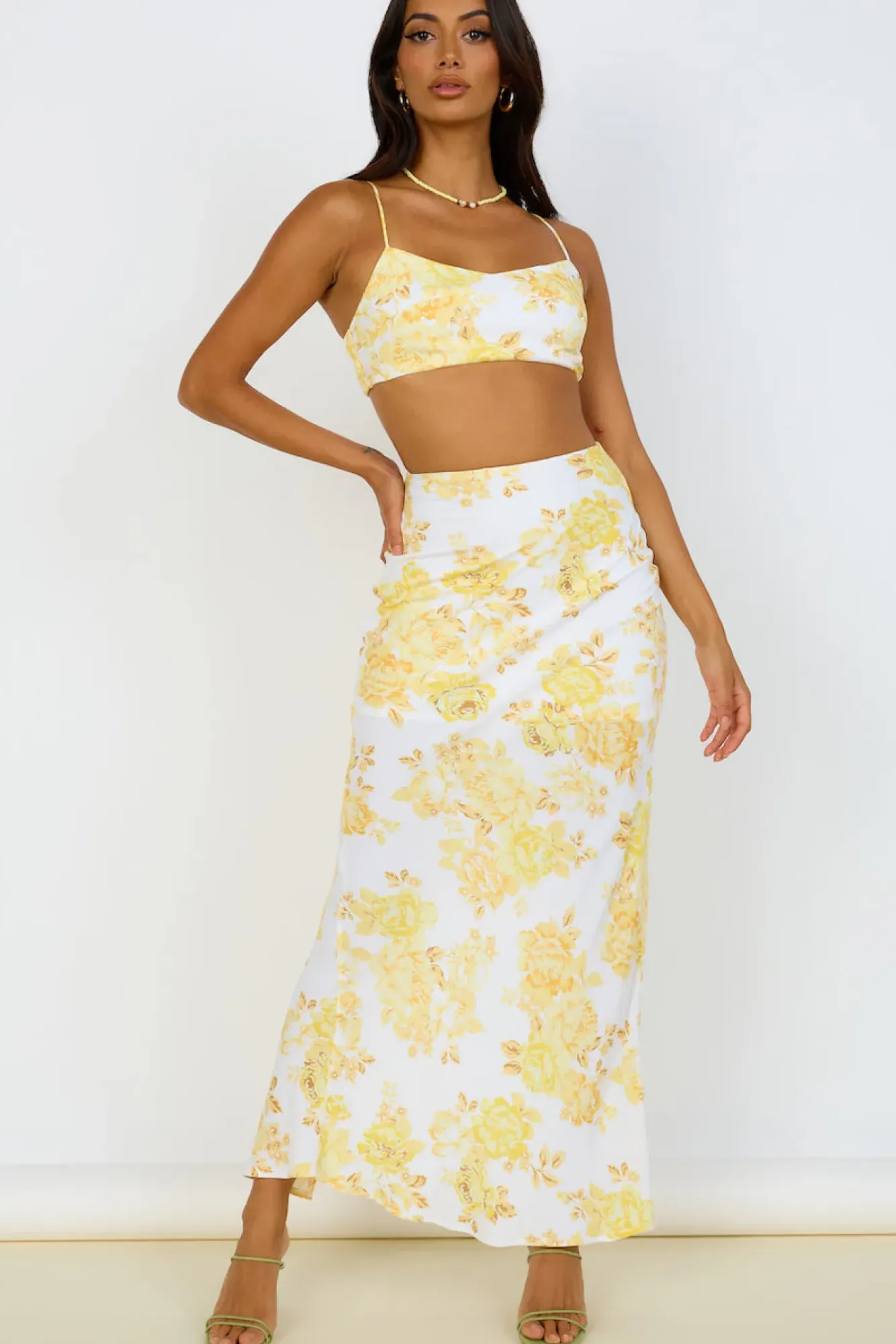Cropped|Skirt And Top Sets>Hello Molly Speak Now Set Yellow