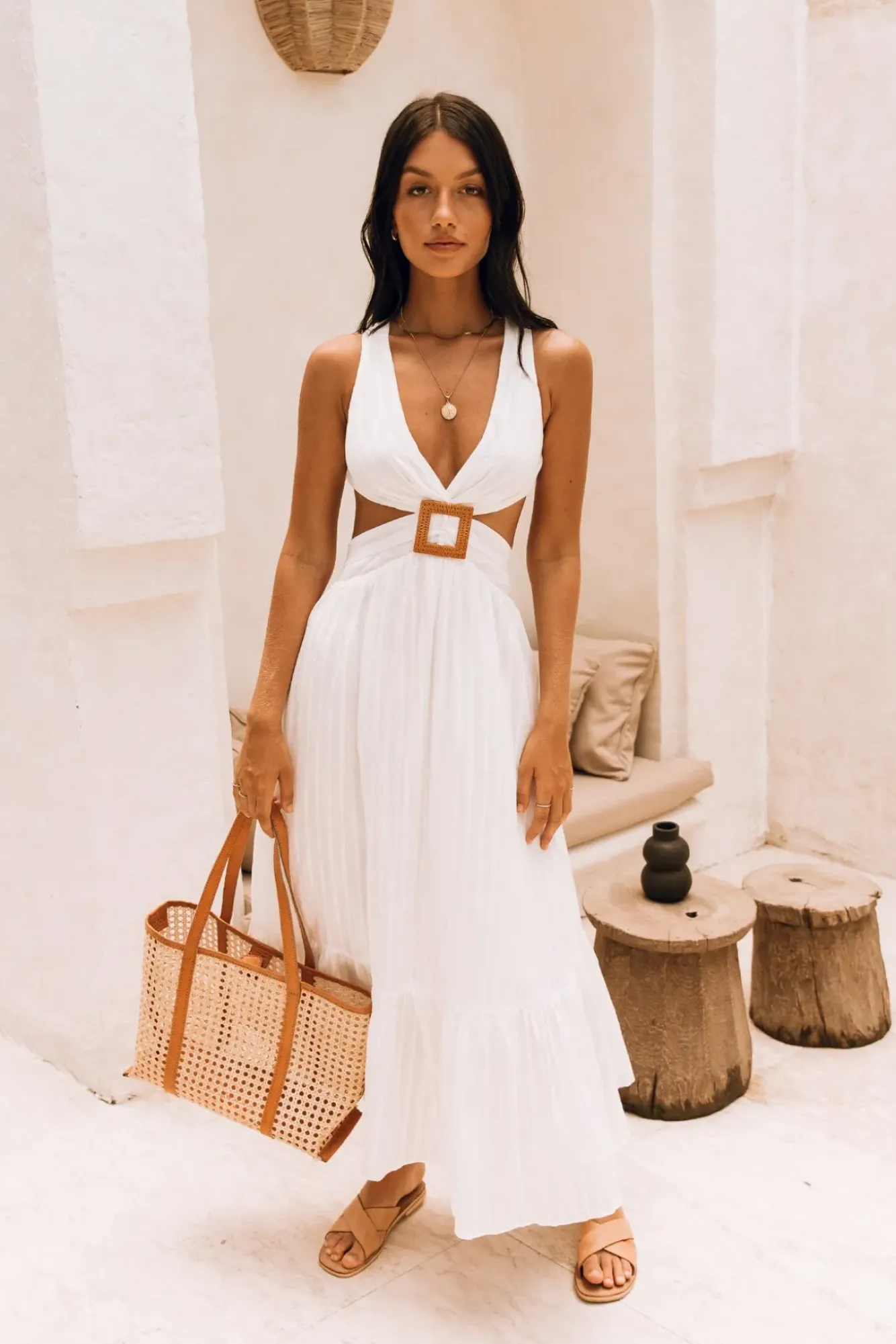 Spring Break Dresses|Brunch Dresses>Hello Molly Speak Your Word Maxi Dress White