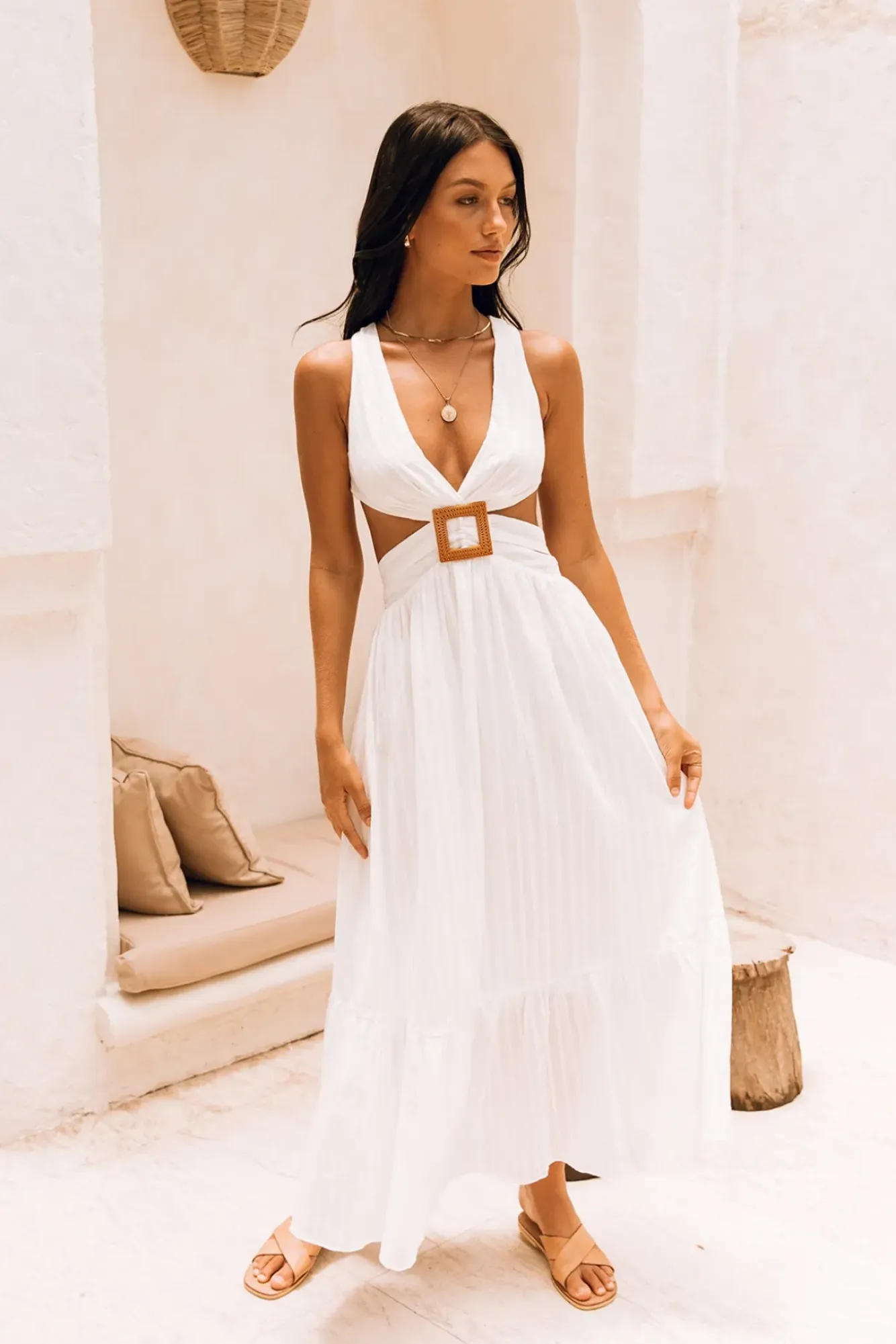 Spring Break Dresses|Brunch Dresses>Hello Molly Speak Your Word Maxi Dress White