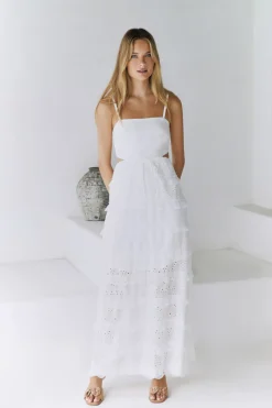 Formal Dresses|Cocktail Dresses>Hello Molly Spirit Flourish Maxi Dress White