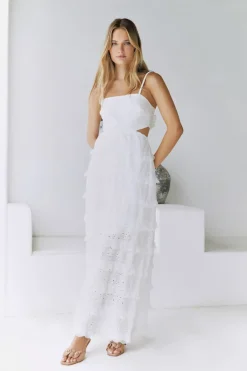 Formal Dresses|Cocktail Dresses>Hello Molly Spirit Flourish Maxi Dress White
