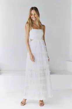 Formal Dresses|Cocktail Dresses>Hello Molly Spirit Flourish Maxi Dress White