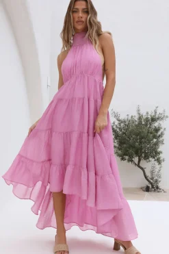 Brunch Dresses|Backless Dresses>Hello Molly Spring Sunsets Maxi Dress Pink
