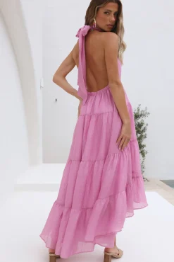 Brunch Dresses|Backless Dresses>Hello Molly Spring Sunsets Maxi Dress Pink