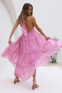 Brunch Dresses|Backless Dresses>Hello Molly Spring Sunsets Maxi Dress Pink