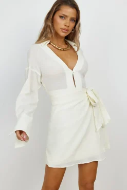 Long Sleeve Dresses|Mini Dresses>Hello Molly Springtime Blossom Dress Beige