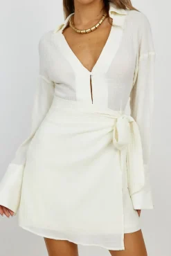 Long Sleeve Dresses|Mini Dresses>Hello Molly Springtime Blossom Dress Beige
