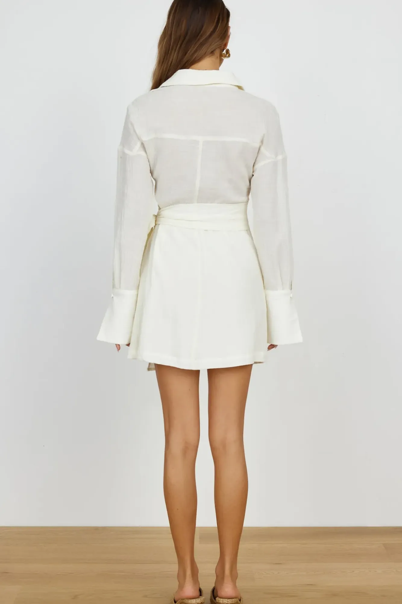Long Sleeve Dresses|Mini Dresses>Hello Molly Springtime Blossom Dress Beige