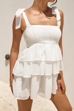 Spring Break Dresses|Brunch Dresses>Hello Molly Springtime Happiness Mini Dress White