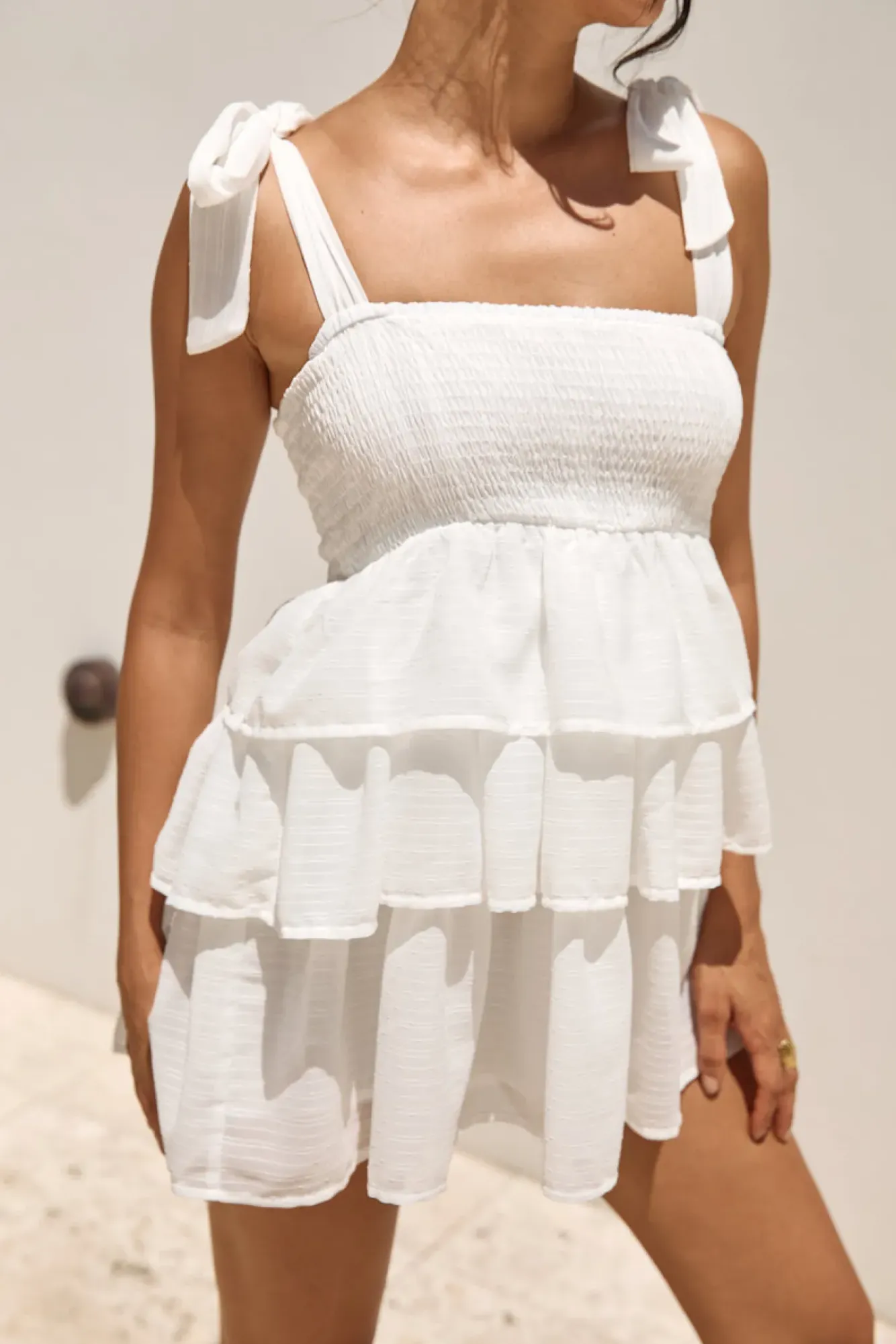 Spring Break Dresses|Brunch Dresses>Hello Molly Springtime Happiness Mini Dress White