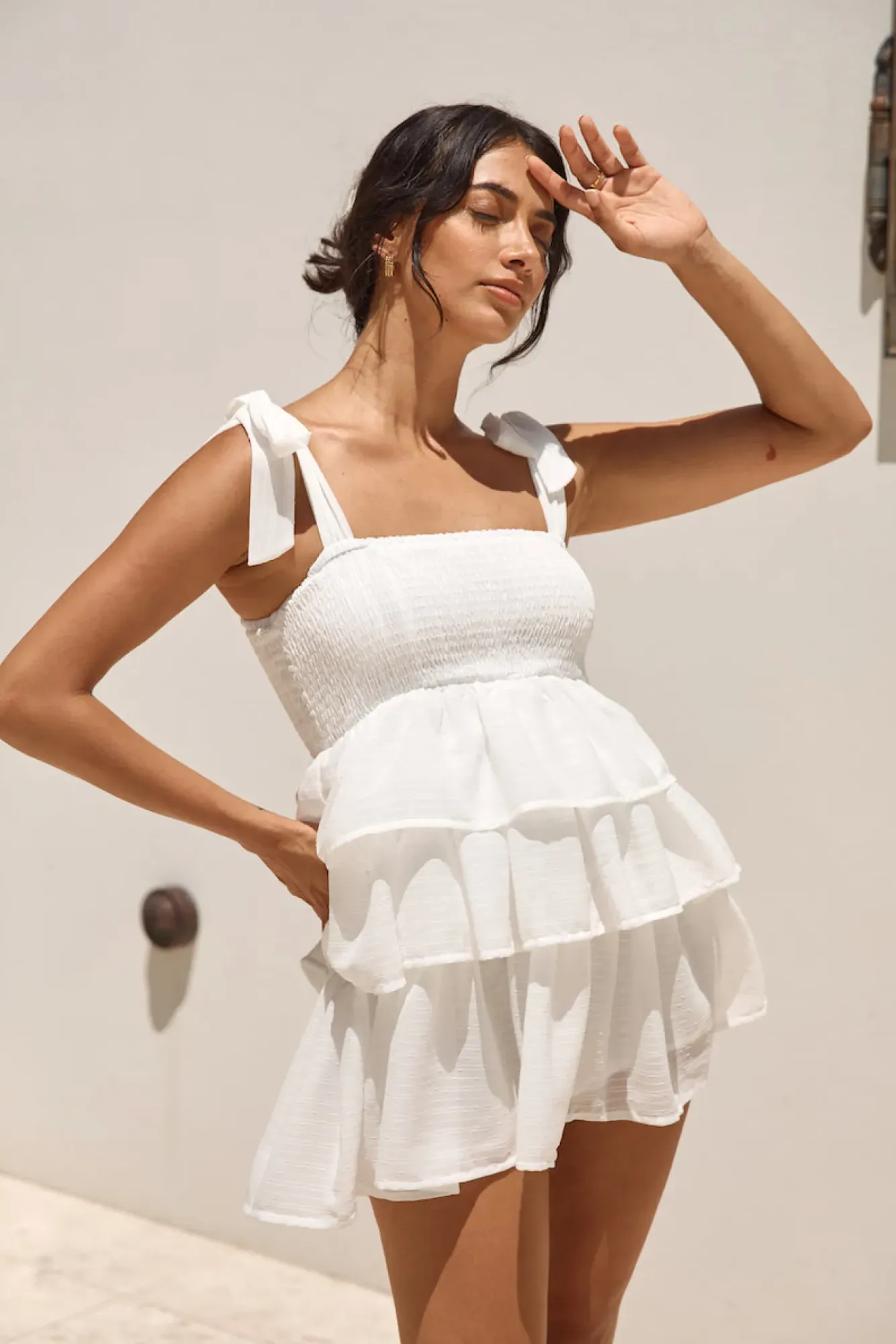 Spring Break Dresses|Brunch Dresses>Hello Molly Springtime Happiness Mini Dress White