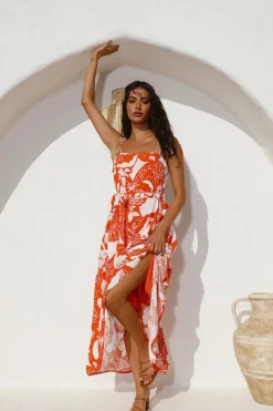 Vacation Dresses|Spring Break Dresses>Hello Molly Star Gazing Maxi Dress Orange