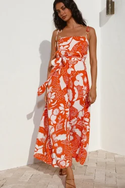Vacation Dresses|Spring Break Dresses>Hello Molly Star Gazing Maxi Dress Orange