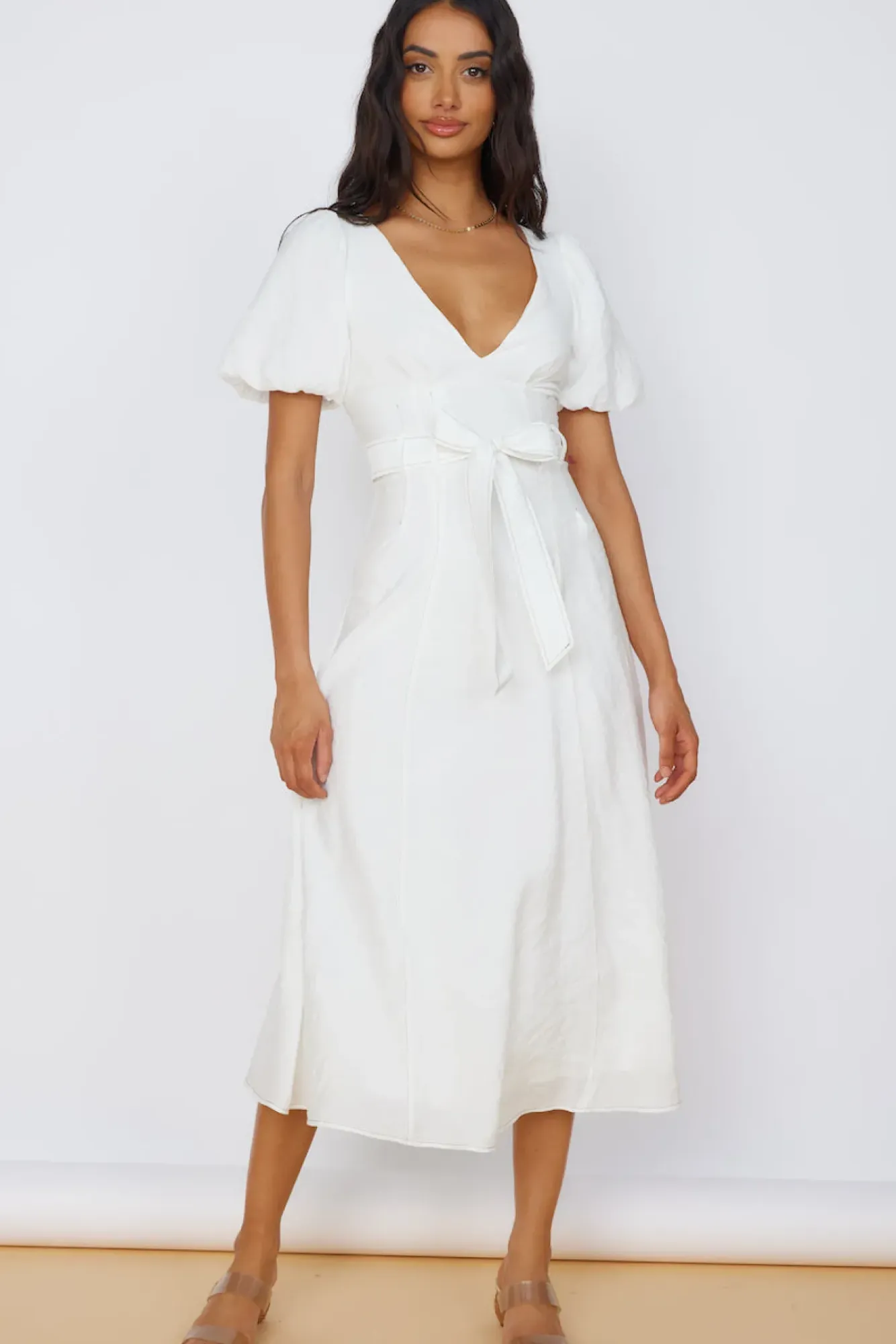 Vacation Dresses|Casual Dresses>Hello Molly Starlight Serenade Midi Dress White
