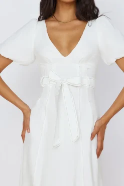 Vacation Dresses|Casual Dresses>Hello Molly Starlight Serenade Midi Dress White