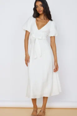 Vacation Dresses|Casual Dresses>Hello Molly Starlight Serenade Midi Dress White