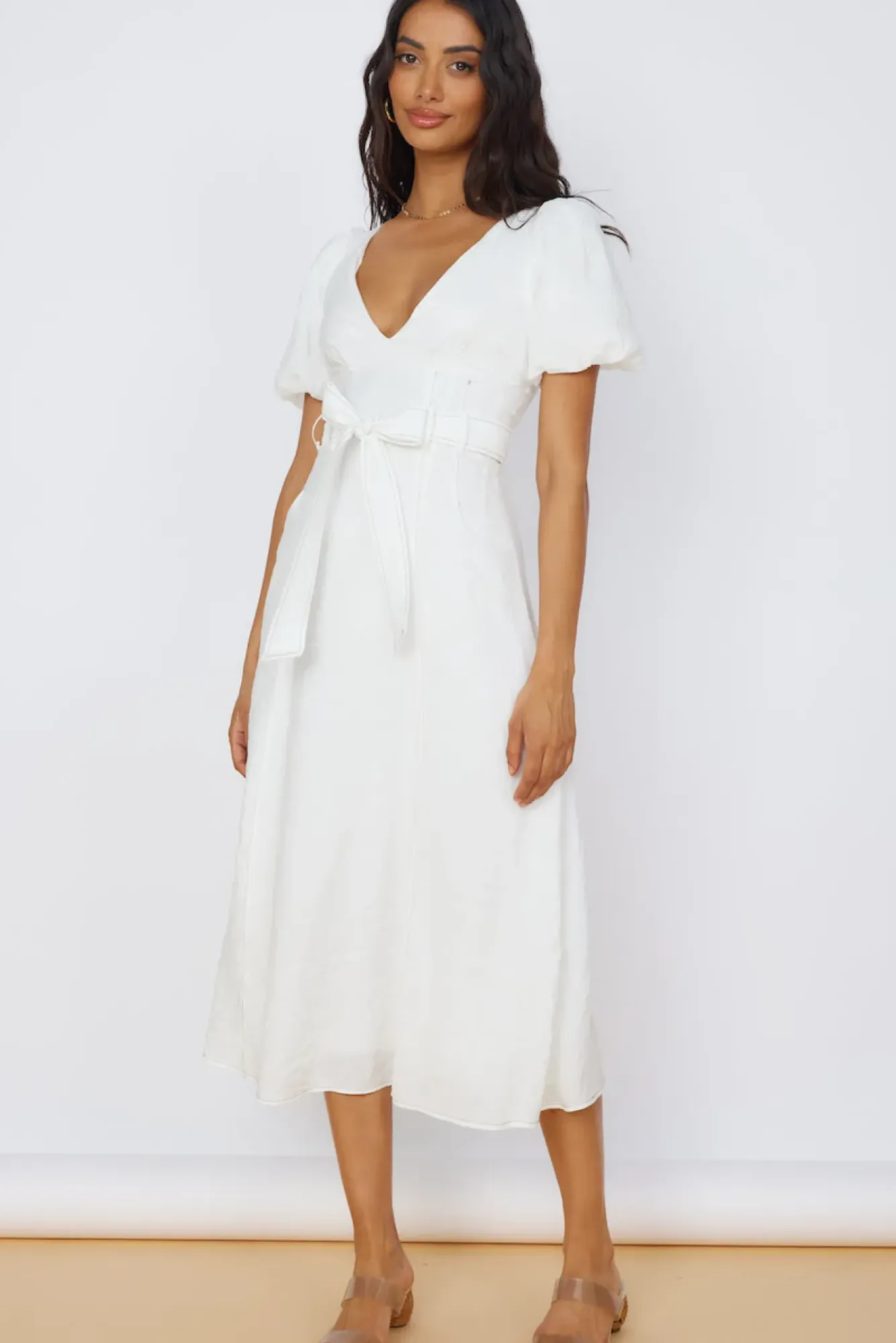 Vacation Dresses|Casual Dresses>Hello Molly Starlight Serenade Midi Dress White