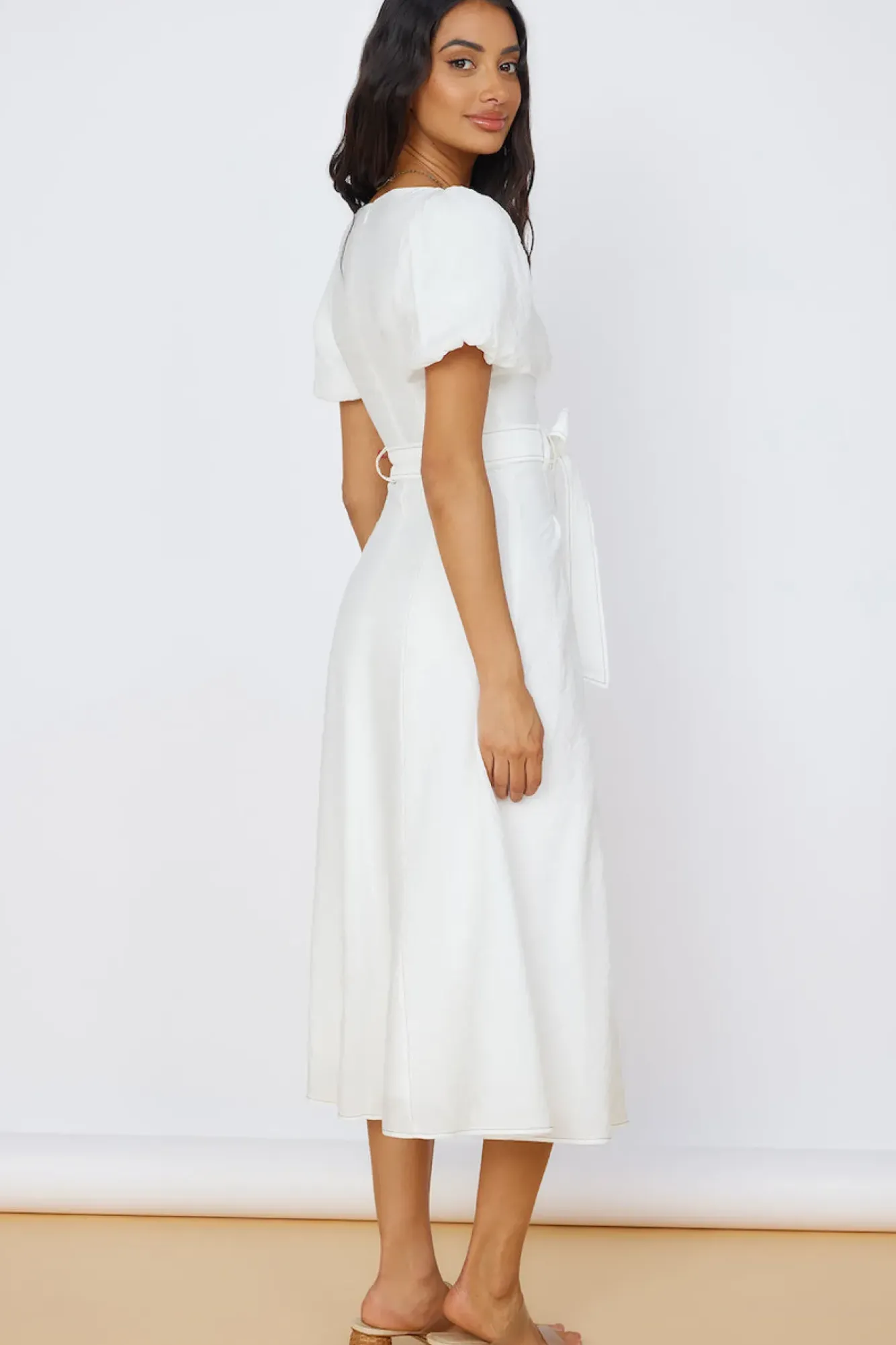 Vacation Dresses|Casual Dresses>Hello Molly Starlight Serenade Midi Dress White