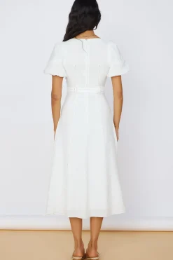 Vacation Dresses|Casual Dresses>Hello Molly Starlight Serenade Midi Dress White