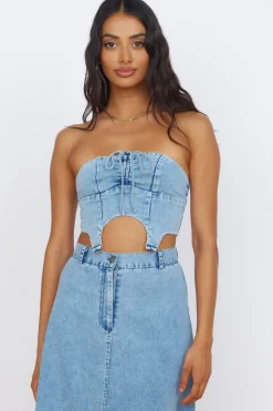 Cropped>Hello Molly Starlit Symphony Crop Top Denim