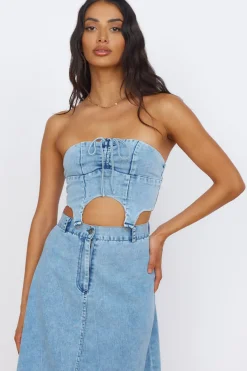 Cropped>Hello Molly Starlit Symphony Crop Top Denim