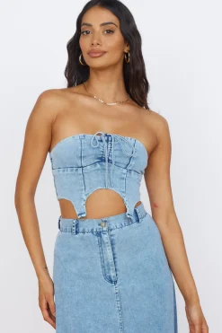 Cropped>Hello Molly Starlit Symphony Crop Top Denim