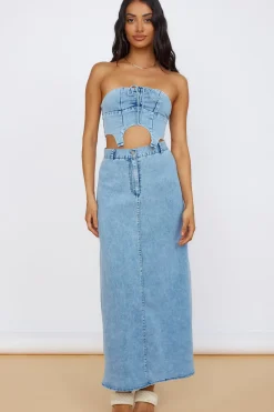 Skirts|Shorts>Hello Molly Starlit Symphony Maxi Skirt Denim