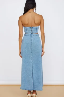 Skirts|Shorts>Hello Molly Starlit Symphony Maxi Skirt Denim