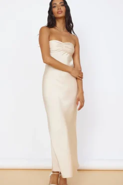 Wedding Guest Dresses|Formal Dresses>Hello Molly Start of Something New Satin Maxi Dress Beige