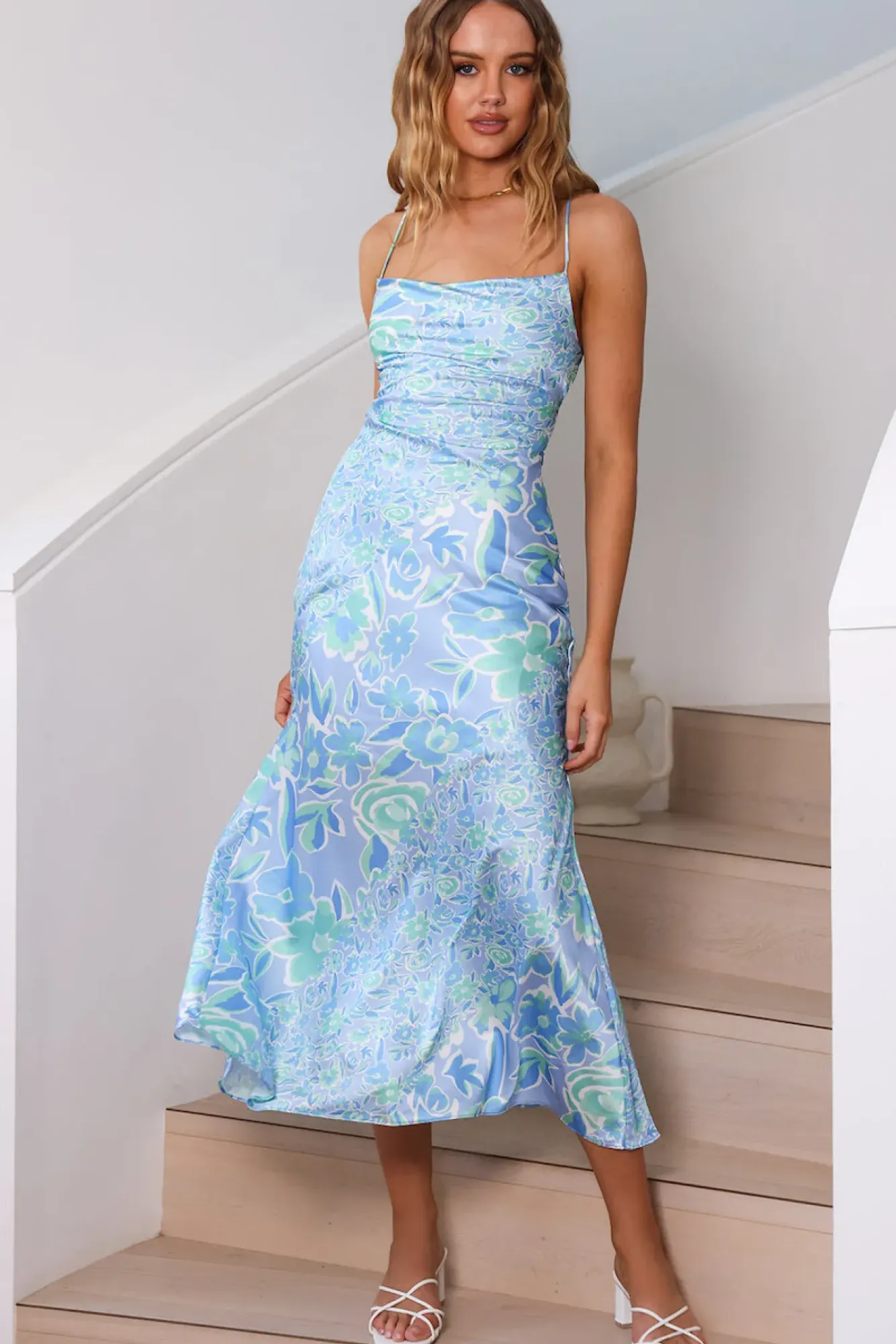 Wedding Guest Dresses|Vacation Dresses>Hello Molly Stay Longer Midi Dress Blue