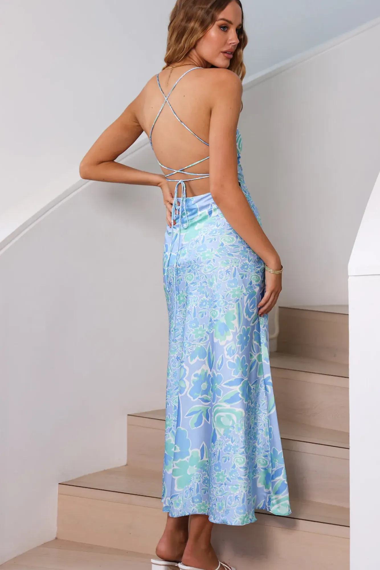 Wedding Guest Dresses|Vacation Dresses>Hello Molly Stay Longer Midi Dress Blue