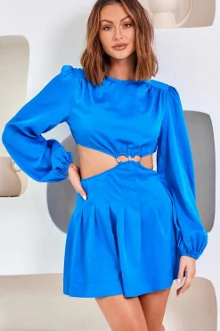 Spring Break Dresses|Long Sleeve Dresses>Hello Molly Stockhold Dress Blue
