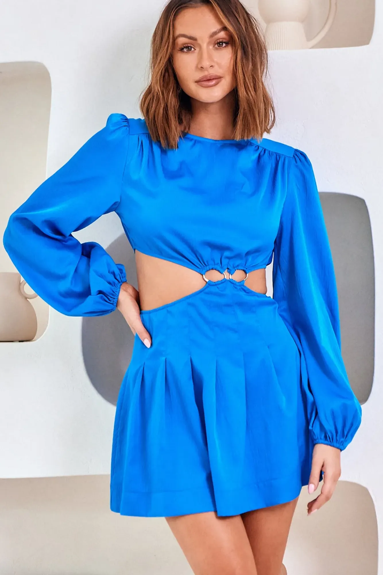 Spring Break Dresses|Long Sleeve Dresses>Hello Molly Stockhold Dress Blue
