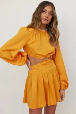 Spring Break Dresses|Satin Dresses>Hello Molly Stockhold Dress Orange