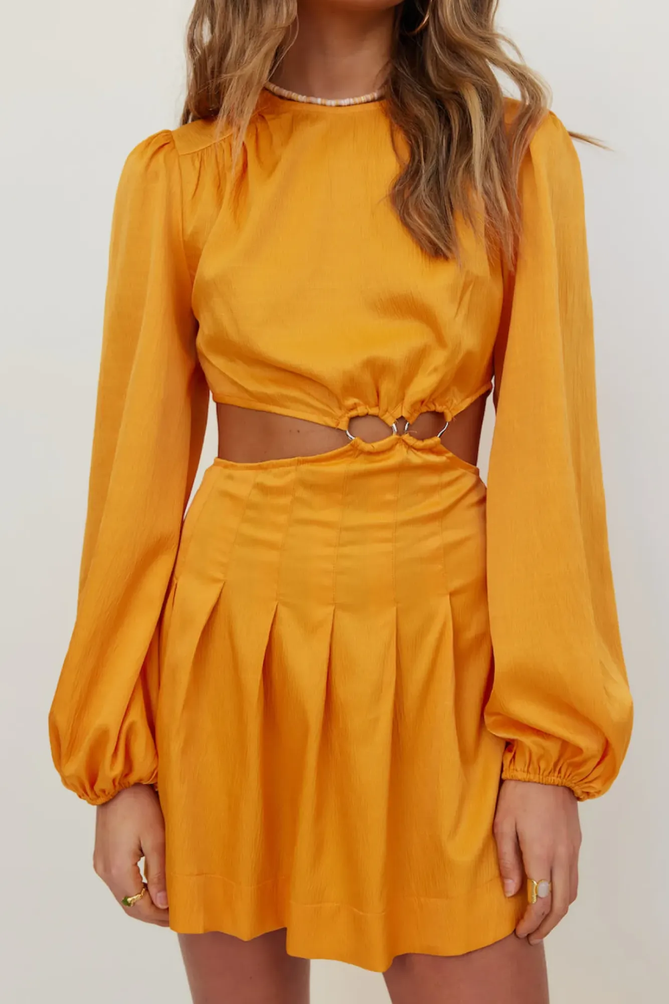 Spring Break Dresses|Satin Dresses>Hello Molly Stockhold Dress Orange