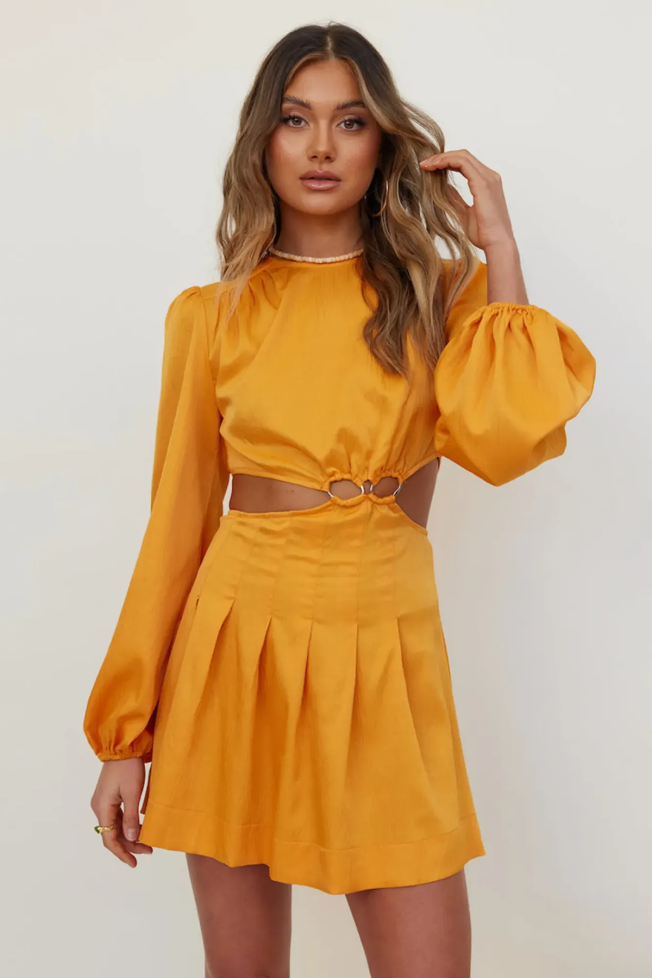Spring Break Dresses|Satin Dresses>Hello Molly Stockhold Dress Orange