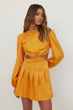 Spring Break Dresses|Satin Dresses>Hello Molly Stockhold Dress Orange