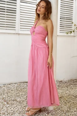 Wedding Guest Dresses|Cocktail Dresses>Hello Molly Sugar Coated One Shoulder Maxi Dress Pink