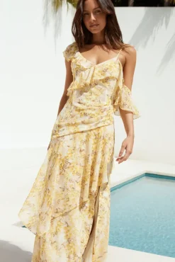 Wedding Guest Dresses|Cocktail Dresses>Hello Molly Summer Blossoms Maxi Dress Yellow
