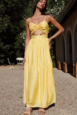 Cocktail Dresses|Spring Break Dresses>Hello Molly Summer Disposition Maxi Dress Yellow