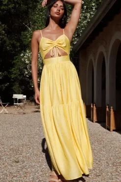 Cocktail Dresses|Spring Break Dresses>Hello Molly Summer Disposition Maxi Dress Yellow