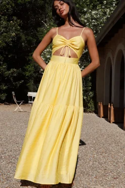 Cocktail Dresses|Spring Break Dresses>Hello Molly Summer Disposition Maxi Dress Yellow