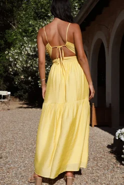 Cocktail Dresses|Spring Break Dresses>Hello Molly Summer Disposition Maxi Dress Yellow