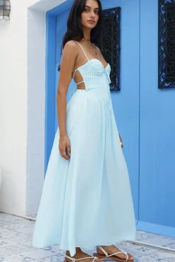 Vacation Dresses|Date Night Dresses>Hello Molly Summer Dreaming Maxi Dress Blue