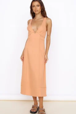 Vacation Dresses|Casual Dresses>Hello Molly Summer Dreaming Midi Dress Orange